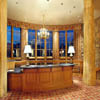 large diameter log posts in the lobby